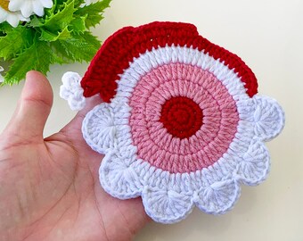 Crochet Santa Claus Coaster Pattern, Christmas Home Decor (PDF Pattern)