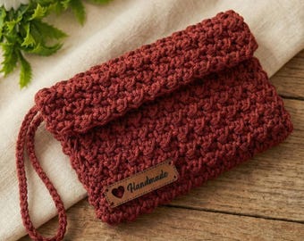 Crochet Pouch Pattern PDF Wallet Organizer Drawstring Phone Card Coin Holder