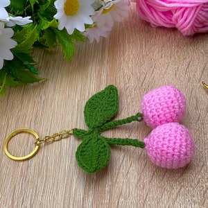 3D Crafts Crystal Cherry Pendant Ornaments Car Keyring Creative Cherry Charms Ha - Foto 3