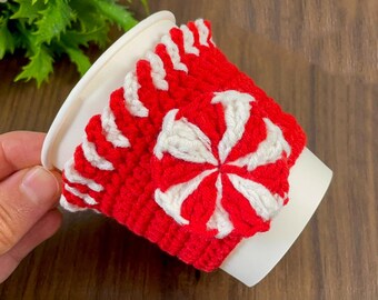 Christmas Crochet Cup Cozy Pattern PDF, Holiday Mug Sleeve Tutorial, Festive Drink Wrap