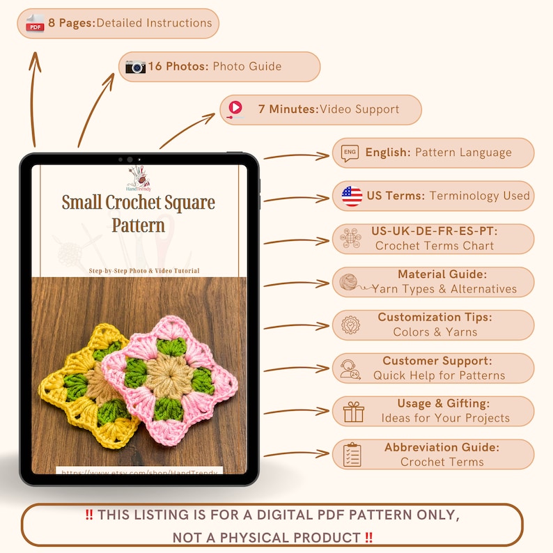 Small Crochet Granny Square Pattern – Beginner-friendly (PDF Pattern ...