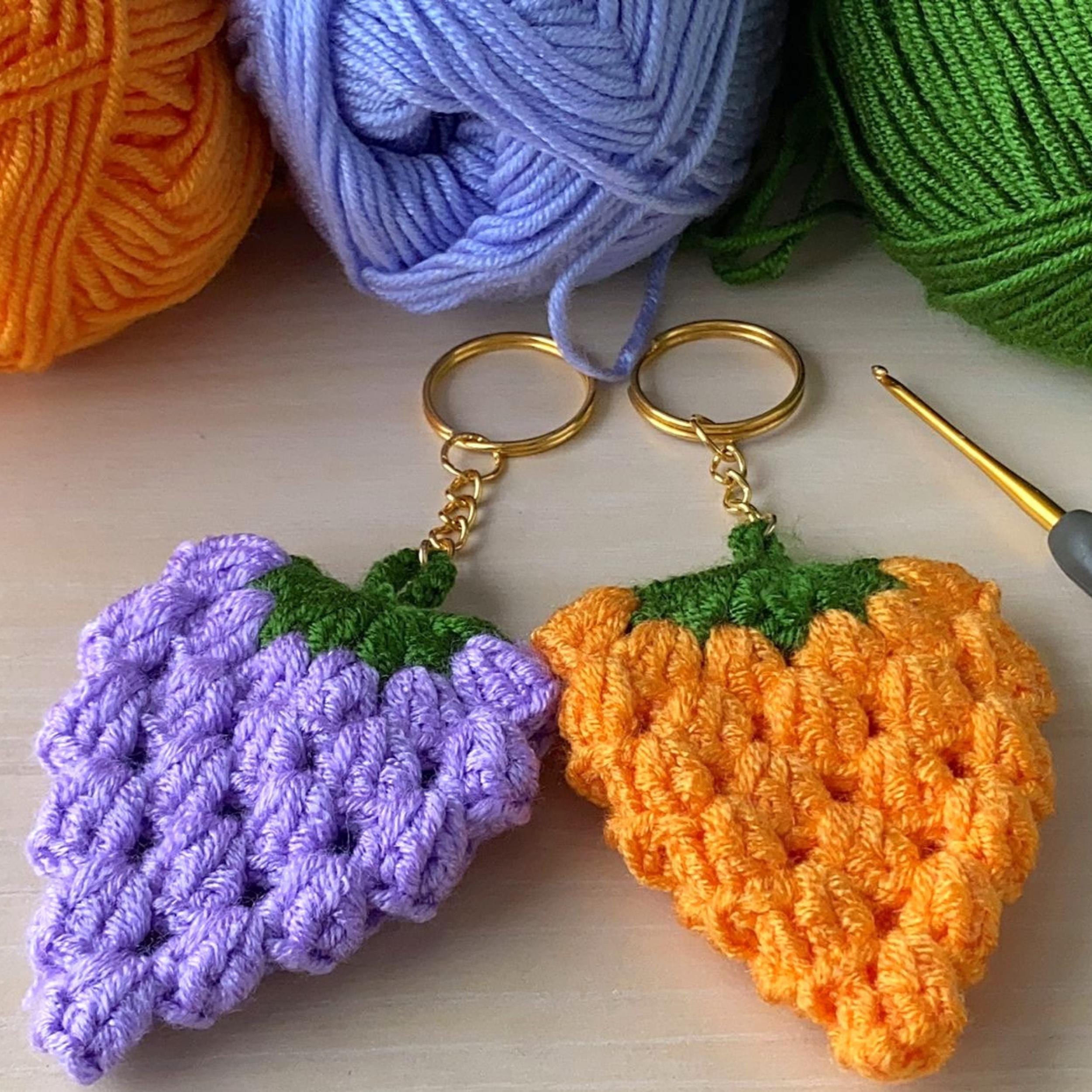 Crochet Berry Keychain PDF Pattern, Amigurumi Strawberry Keyring DIY ...