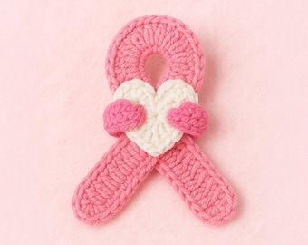 Breast Cancer Awareness Ribbon Crochet Pattern PDF – Pink Heart Pin Tutorial Beginner Friendly