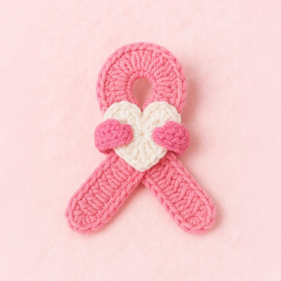 Breast Cancer Awareness Ribbon Crochet Pattern PDF – Pink Heart Pin Tutorial Beginner Friendly