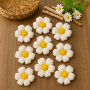 Puffy Crochet Flowers Applique - Colorful Daisy Embellishment for Sweater, Cardigan & Craft Decor - Cute Handmade Crochet Patch