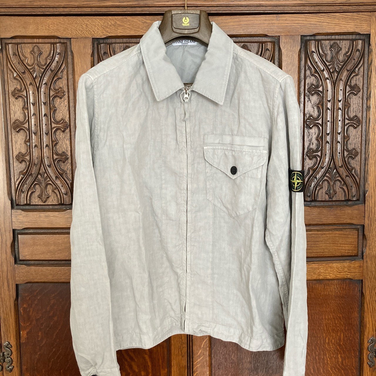 denim stone island shirt