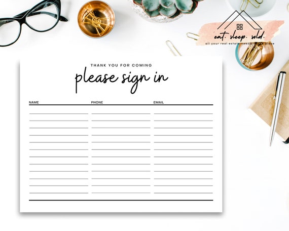 open house sign in sheet real estate marketing instant etsy