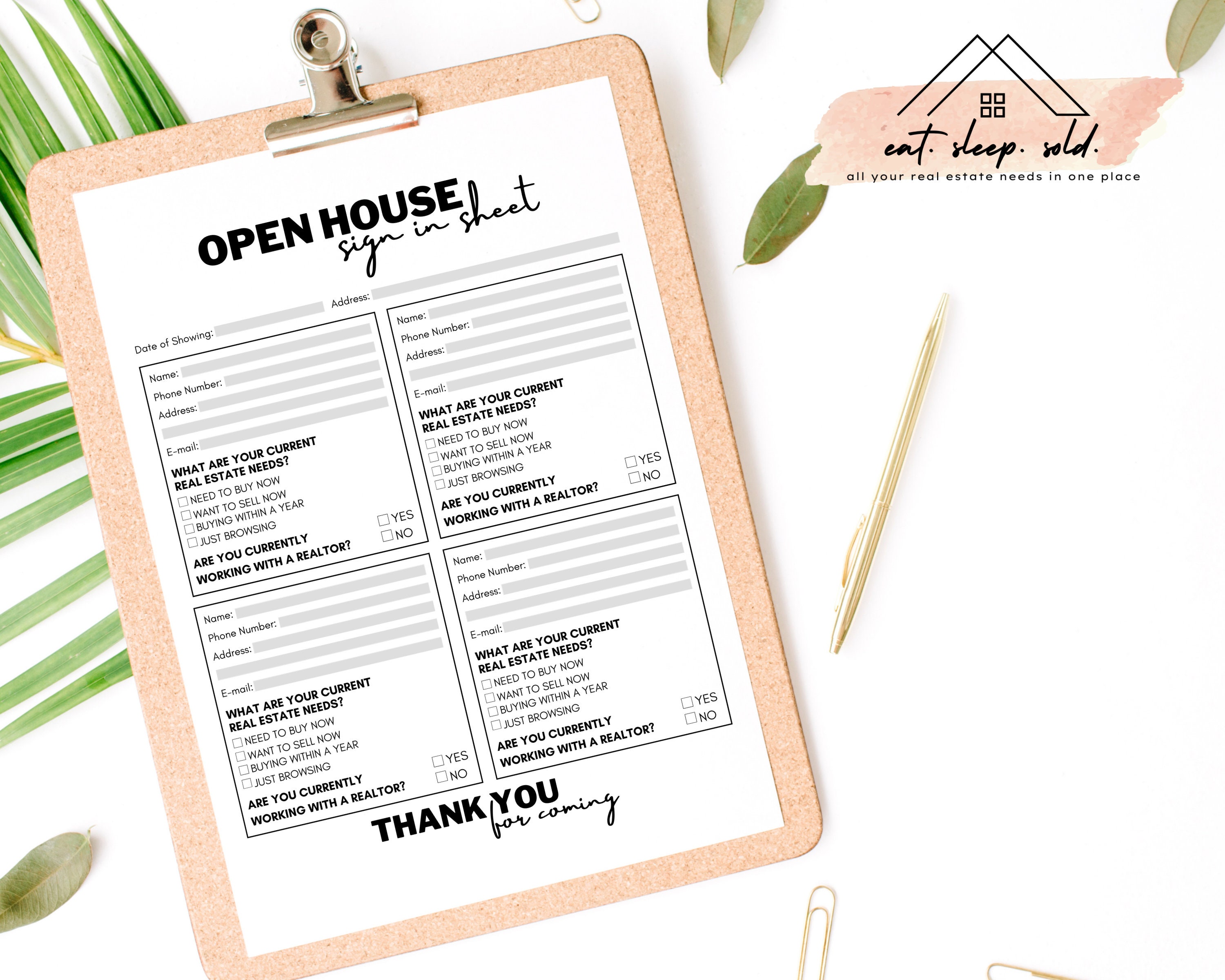 open house sign in sheet real estate marketing instant etsy