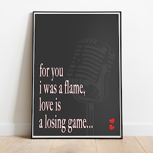 Amy Winehouse Print - Art Print - Music Print - Love Is A Losing Game - Wall Art - Lyrics