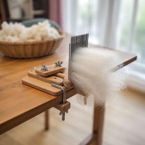 Pettini per lana con supporto per fibre fini. Accessori per la filatura della lana.