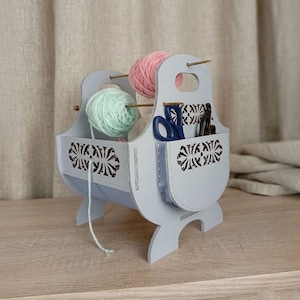 Organizador de hilo con bolsillos, ideal para tejer y crochet, regalo para tejedores.