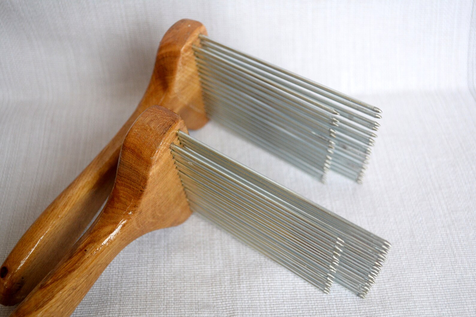 Viking wool comb for fiber. Hackle. Mini Wooden 2 rows Wool Etsy