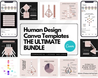 HD ULTIMATE BUNDLE: Human Design Canva Templates, Customizable Bodygraph, Centers, Gates, Channels, Human Design Chart, Gene Keys