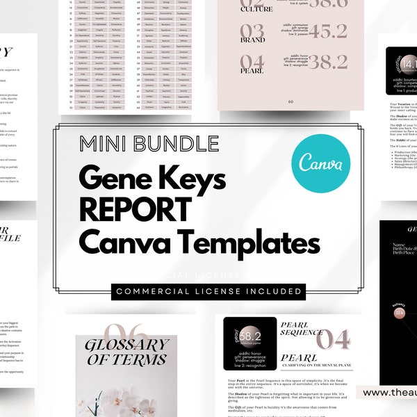 Mini Bundle: Gene Keys Canva REPORT Template, Gene Keys Templates, Gene Keys Profile, Pinterest Graphics, Gene Keys Guide Templates