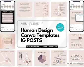 Mini Bundle: Human Design Instagram POSTS Canva Templates, Human Design Templates, Human Design System, Pinterest Graphics