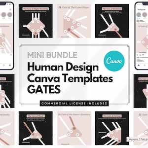 Mini Bundle: Human Design GATES Canva Templates, Human Design 64 Gates, Human Design Templates, Human Design System, Instagram Posts