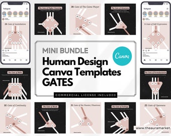 Mini Bundle: Human Design GATES Canva Templates, Human Design 64 Gates, Human Design Templates, Human Design System, Instagram Posts