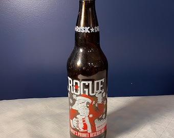 Empty Vintage Rogue Brewery Christmas Santa's Private Reserve Beer Bottle Ashland Oregon 1pt