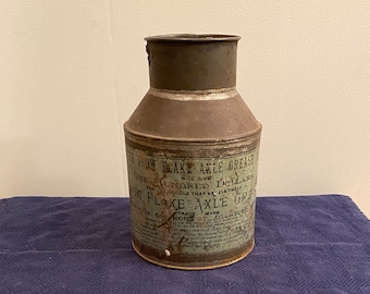 The Snow Flake Axle Grease Vintage Tin Can Fitchburg, Mass. Circa 1900