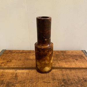 Vintage Cylinder Vase with a Marbleized Glaze 1970&#39;s 7&quot; Tall