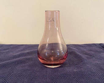 Vintage Hand Blown LSA International Purple Vase Made in Poland Bud Vase 5" Tall