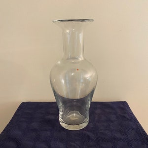 Blenko Hand Made Clear Glass Flower Vase Large Size Clear