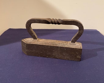 Vintage Cast Iron Sad Iron 12 lb Twisted Handle Large 9" Door Stop