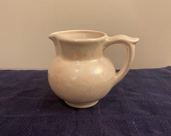Vintage Iridescent Swirling White Small Unique Creamer Pitcher