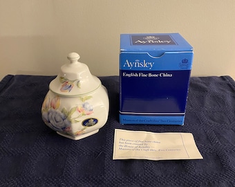 Aynsley Celeste Pattern Fine Bone China Covered Hexagonal Caddy England Orig Box