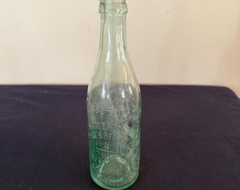Vintage Fred Bauernschmidt Brewery Embossed Aqua Beer Bottle