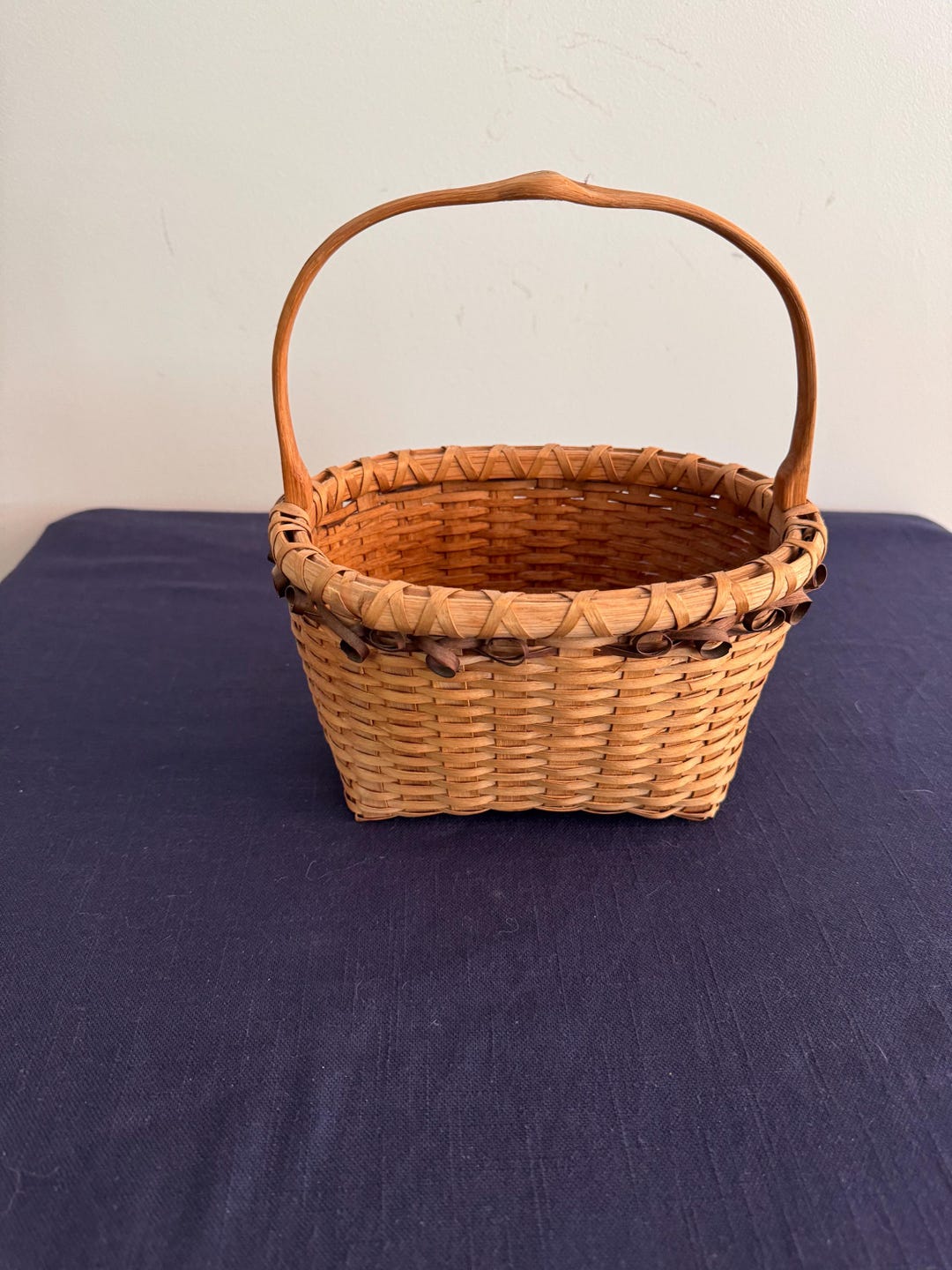 New England Hand Made Woven Artisan Basket Wooden Handle Primitive - Etsy