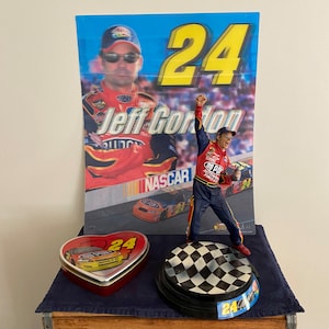 Jeff Gordon #24 Collectible Mixed Lot 3D Poster Figurine Candy Tin 3 Pieces
