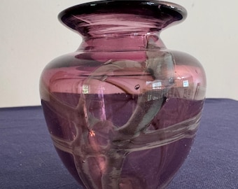 Art Glass Purple Hand Blown Vase Small