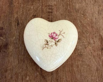 Heart Shaped Ceramic Trinket Dish Floral Design