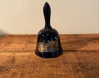Vintage Brinn’s Cobalt Blue Porcelain Bell Pheasants Gold Gilt New In Box