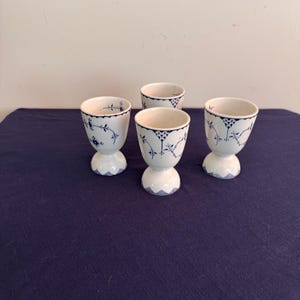 Set of 4 Blue Onion Vintage Double Egg Cups