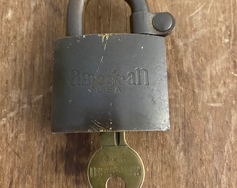 American Brass US Lock With Key Vintage
