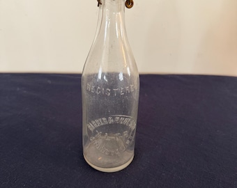 Vintage Bail Swing Closure Embossed Clear Bottle
