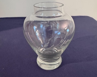 Etched Clear Glass Vase