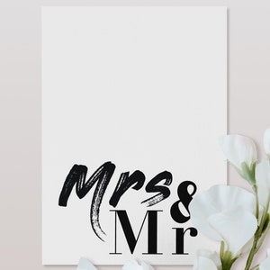 Postal | Tarjeta de felicitación "MRS & MR" | Felicitaciones por su boda | mapa moderno | Tarjeta de boda