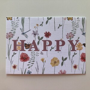 Tarjeta de felicitación | Acuarela | Flores | Regalo | Postal | Textura de lino