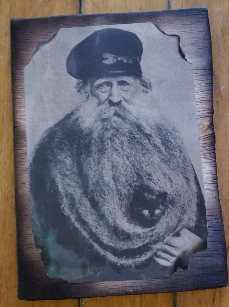 Rustic Print of Vintage Postcard on a Wooden Panel.