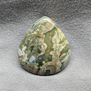 Rainforest Rhyolite Cabochon Natural Green Gemstone for Jewelry Making Polished Pear Crystal Cab Healing Stone DIY Pendant Craft Supplies