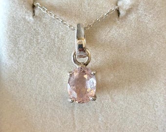 Colgante de turmalina rosa, joyería rosa claro en plata de ley, colgantes para ella
