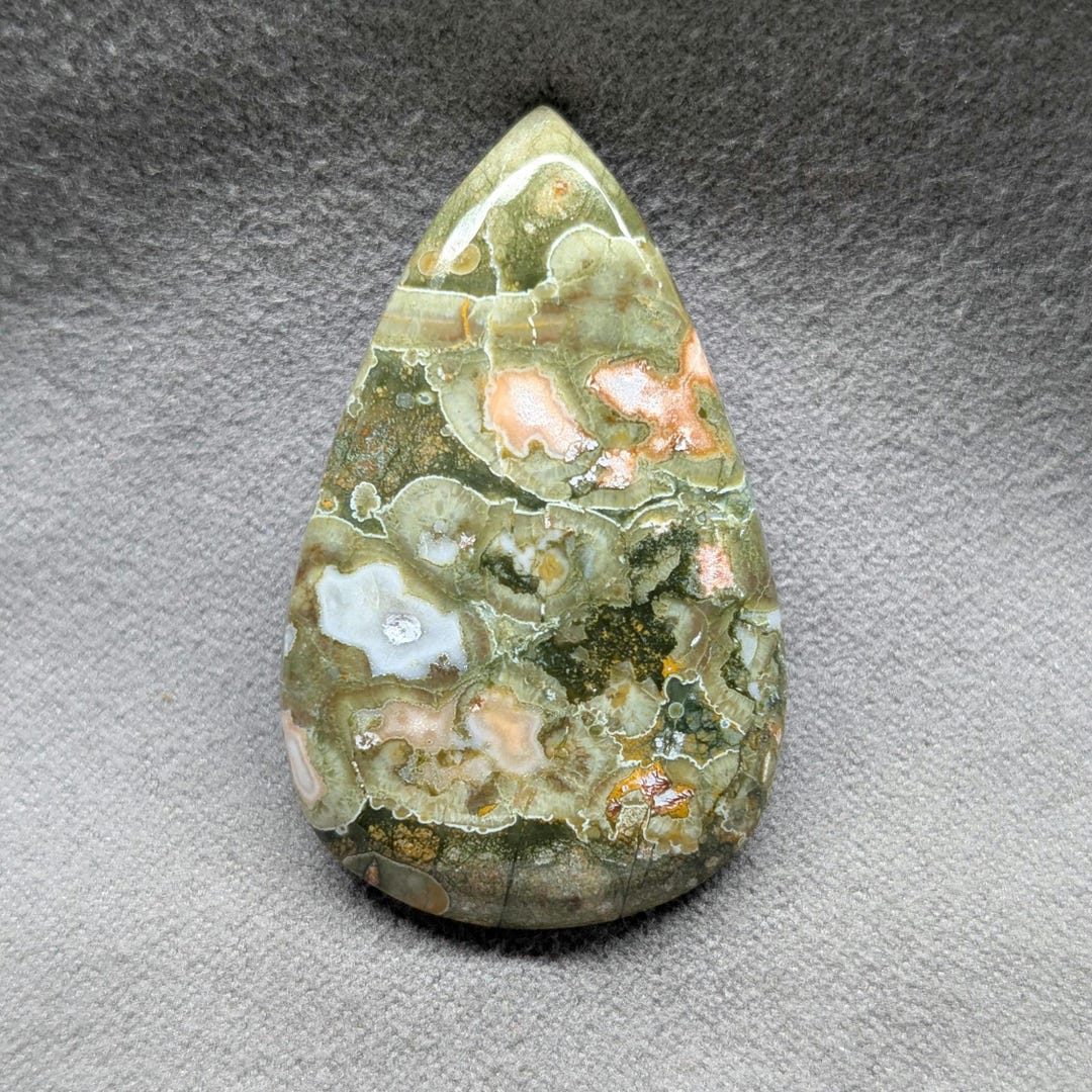Pyroclastic Rhyolite Green Rainforest Rhyolite Cabochon Natural Green Gemstone for Jewelry Making ...