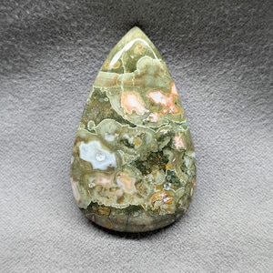 Rainforest Rhyolite Cabochon Natural Green Gemstone for Jewelry Making Polished Pear Crystal Cab Healing Stone DIY Pendant Craft Supplies