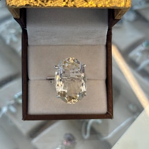Citrine Oval Ring in 925 sterling silver Large Citrine Statement Ring for Her