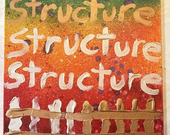 Handmade Acrylic Painting: "Structure" 10x8 Inch Panel Art