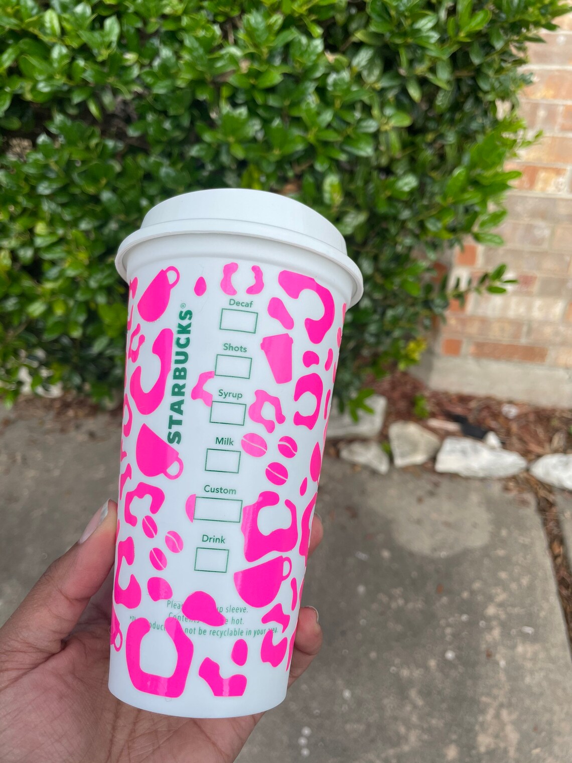 Hot Pink Leopard/Coffee Starbucks Cup 16 oz Custom cup Etsy