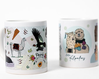 Lustige Lama Tasse | Alpaka Becher aus Keramik | Geschenkidee für Freunde & Familie